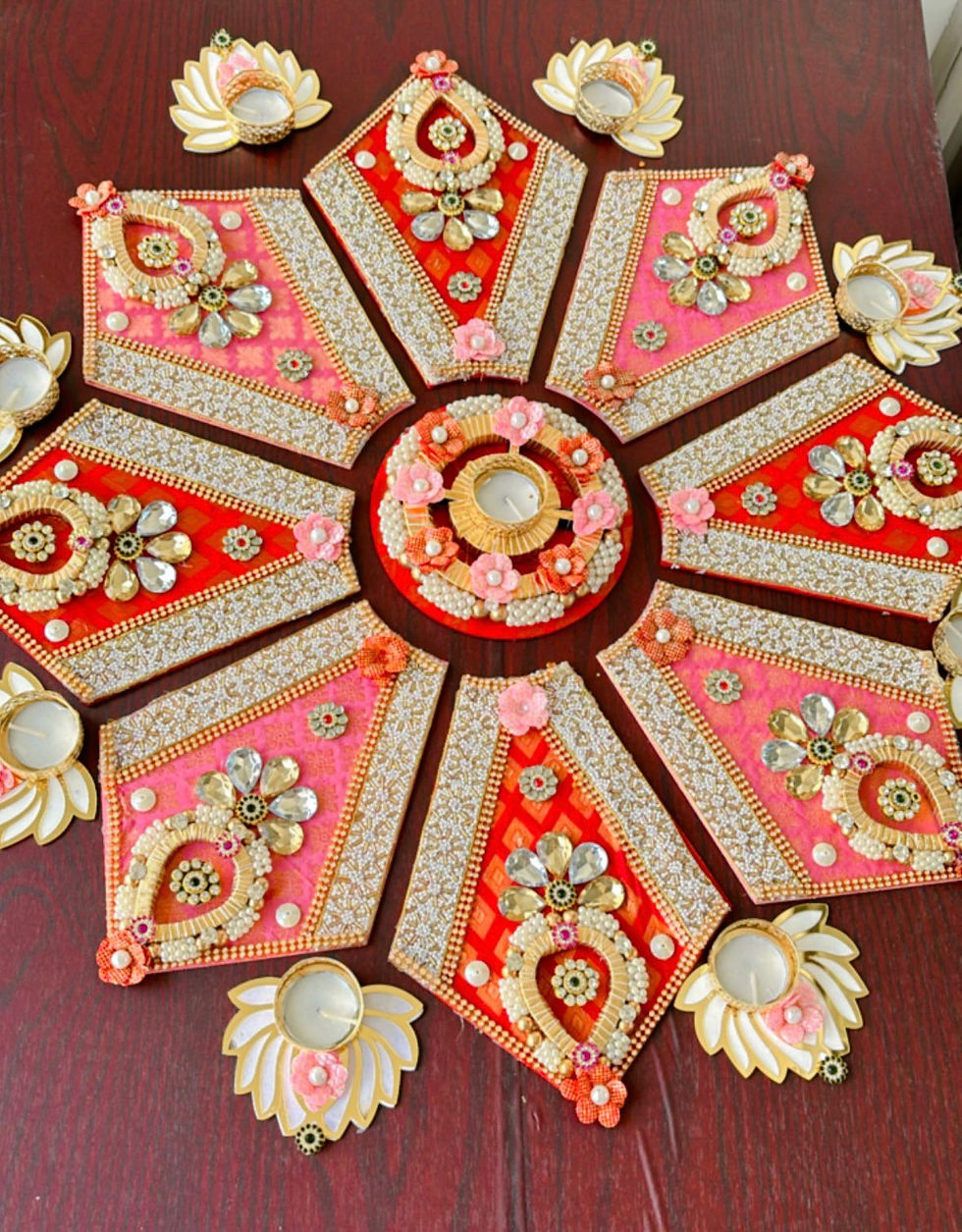 Thumbnail: pearl and stone work rangoli