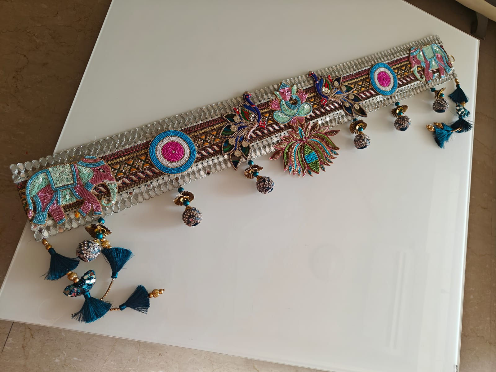 Ganpati with lotus and peaceful peacock