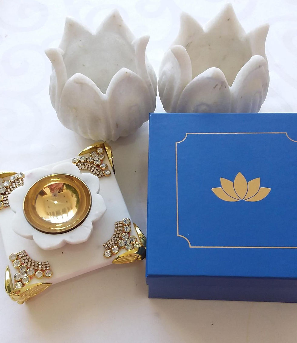 Thumbnail: Exclusive Marble Diya and Chowki set of 2