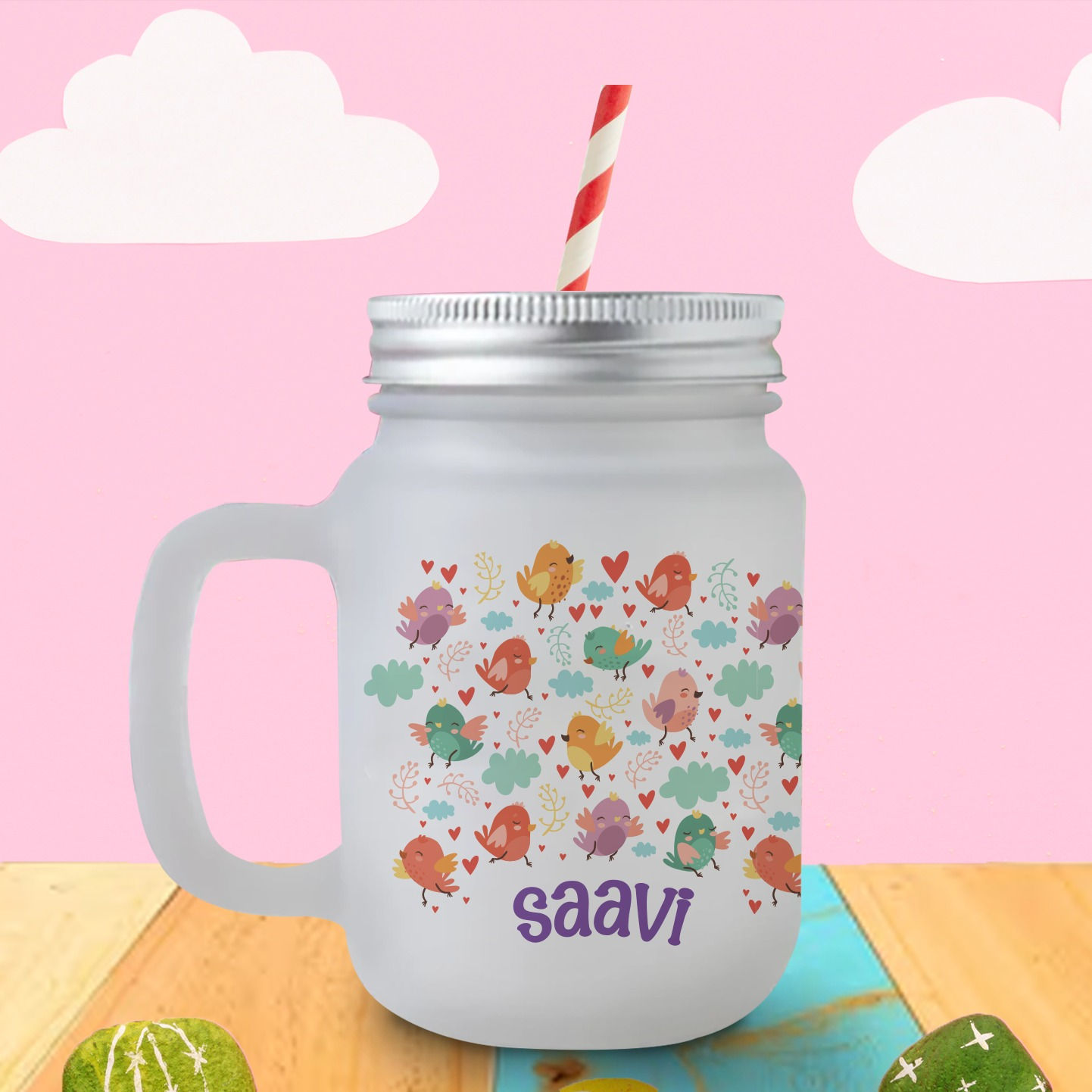 Personalized Frosted Mason jar