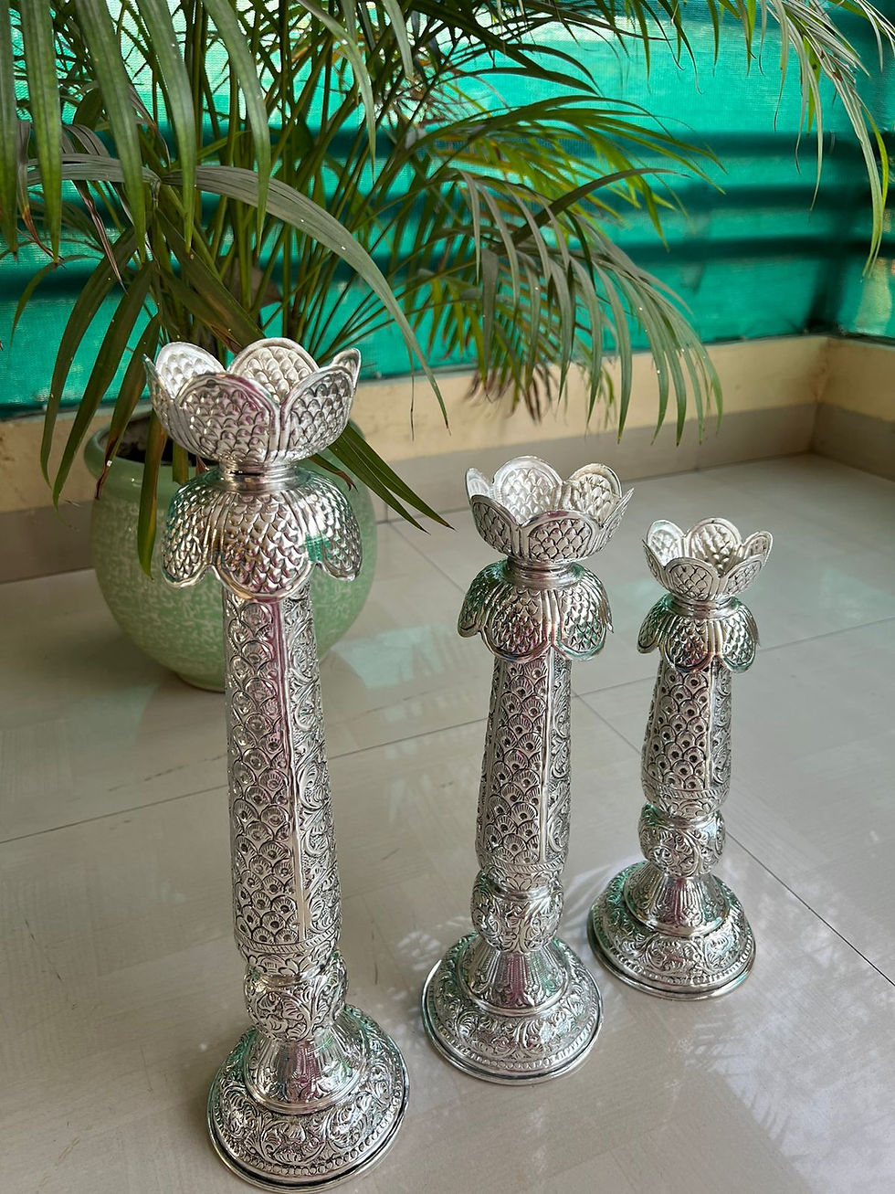 Thumbnail: German silver Candle Stands