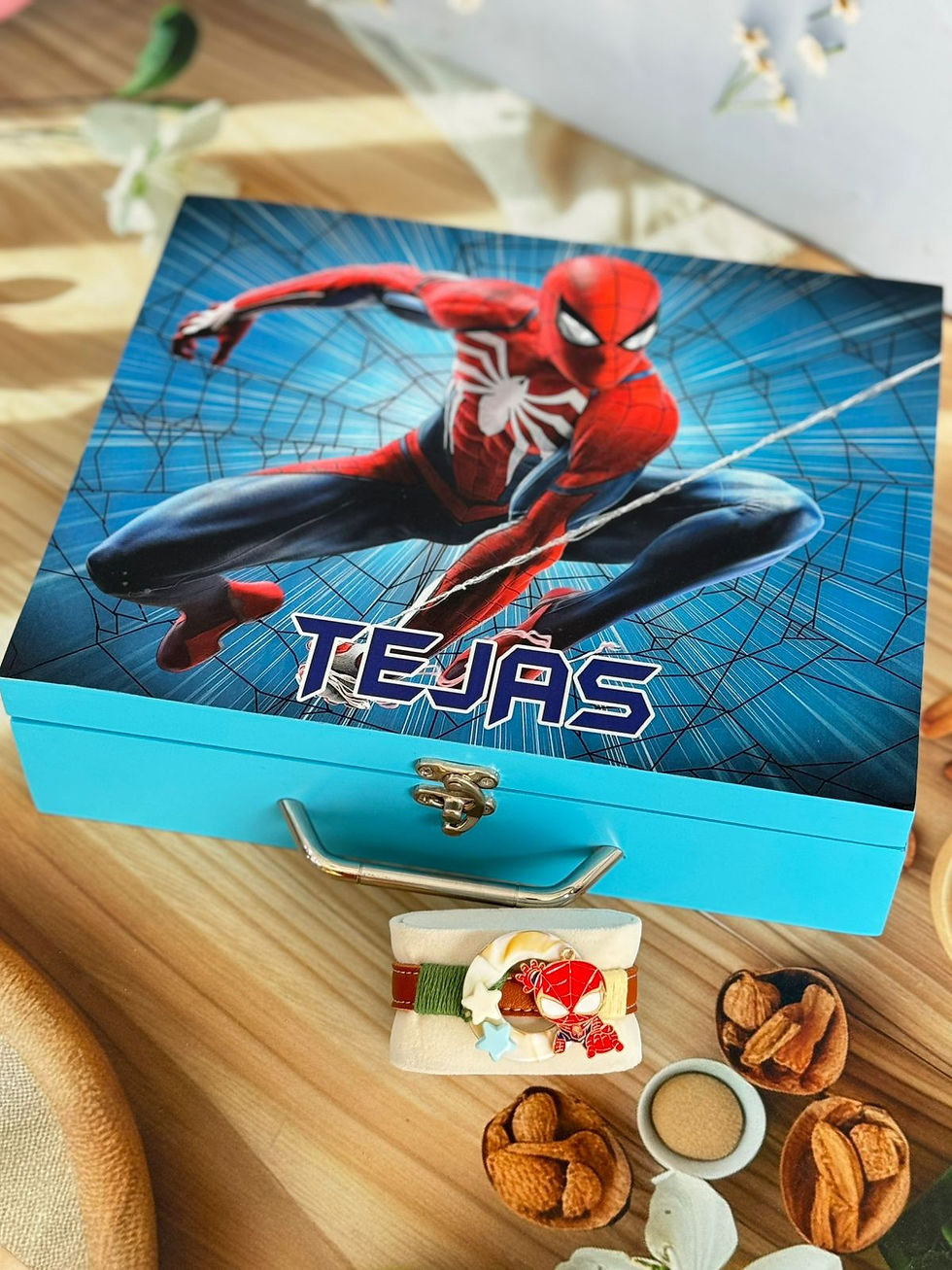 Thumbnail: Wooden trunk Rakhi Combo