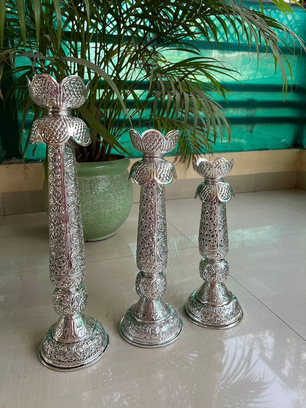 Thumbnail: German silver Candle Stands