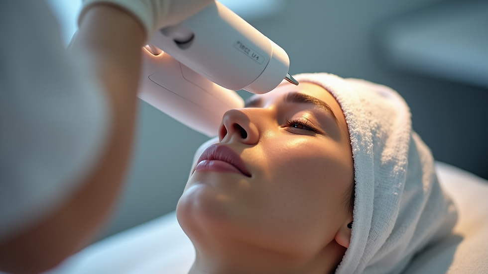 Close-up view of a laser hair removal device in a clinical setting