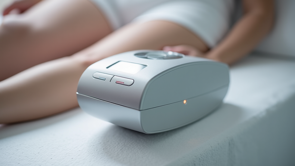 Close-up view of a professional laser hair removal device with a sleek design