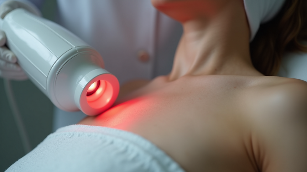 Close-up view of laser hair removal device targeting skin