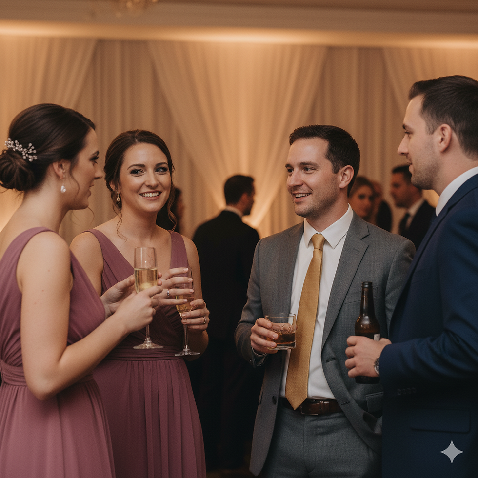 Guests enjoying cocktails and conversation at an elegant event reception