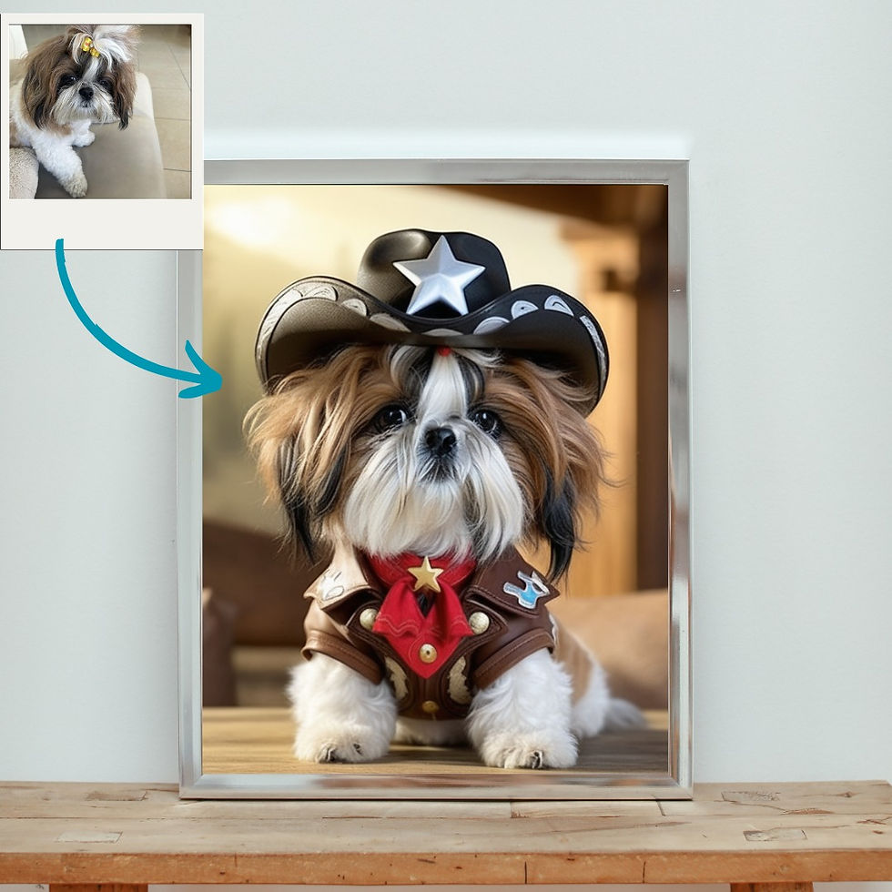 תמונה ממוזערת: פד לעכבר דיוקן קאובוי🤠 מותאם אישית לחיית המחמד שלכם