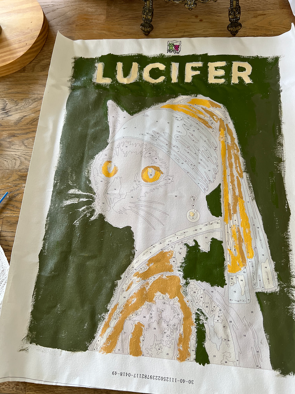 תמונה ממוזערת: דיוקן עגיל הפנינה מותאם אישית לחיית המחמד – ערכת צבע לפי מספר על קנבס