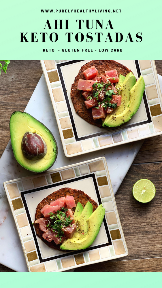 Ahi Tuna Keto Tostadas (Gluten Free, Using Cali'flour Flatbreads)