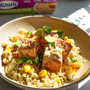 Crispy Salmon with Cilantro Lime Mango Rice