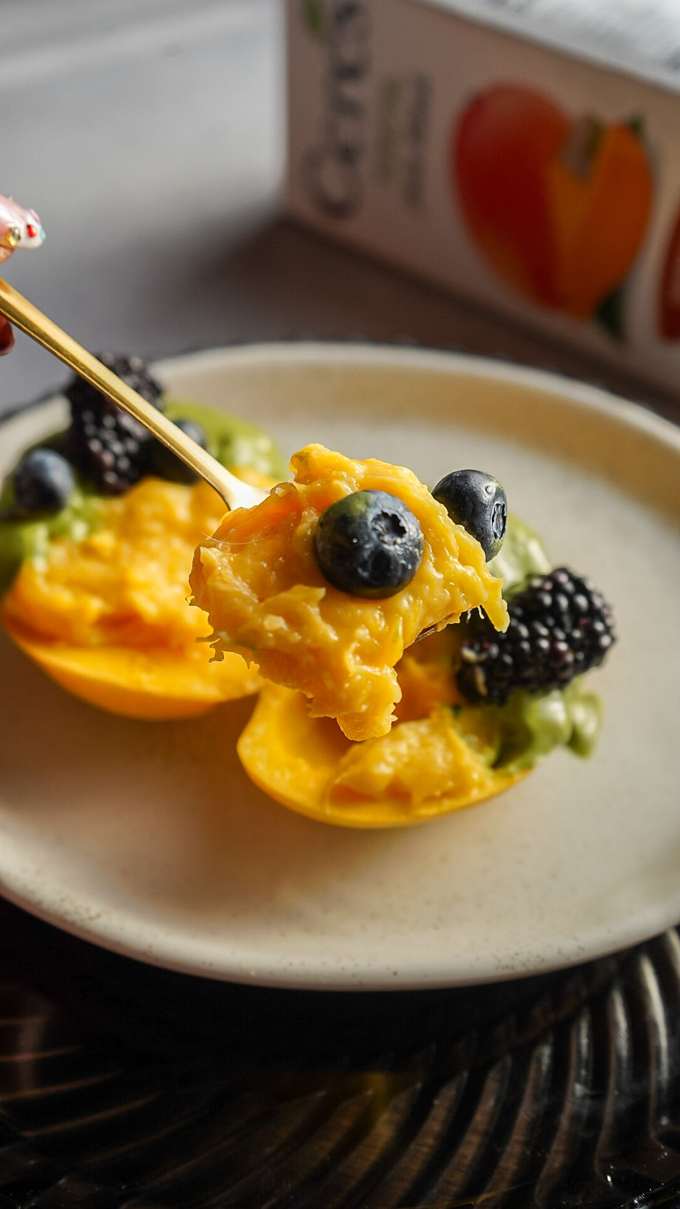 Vanilla Matcha Mango Possets