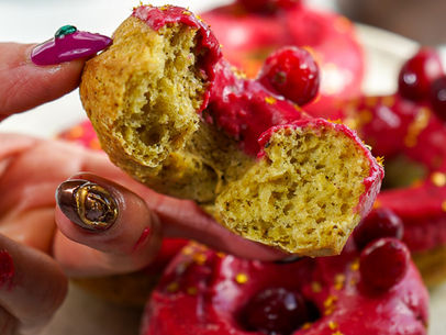 Winter Berry Frosted Gingerbread Donuts