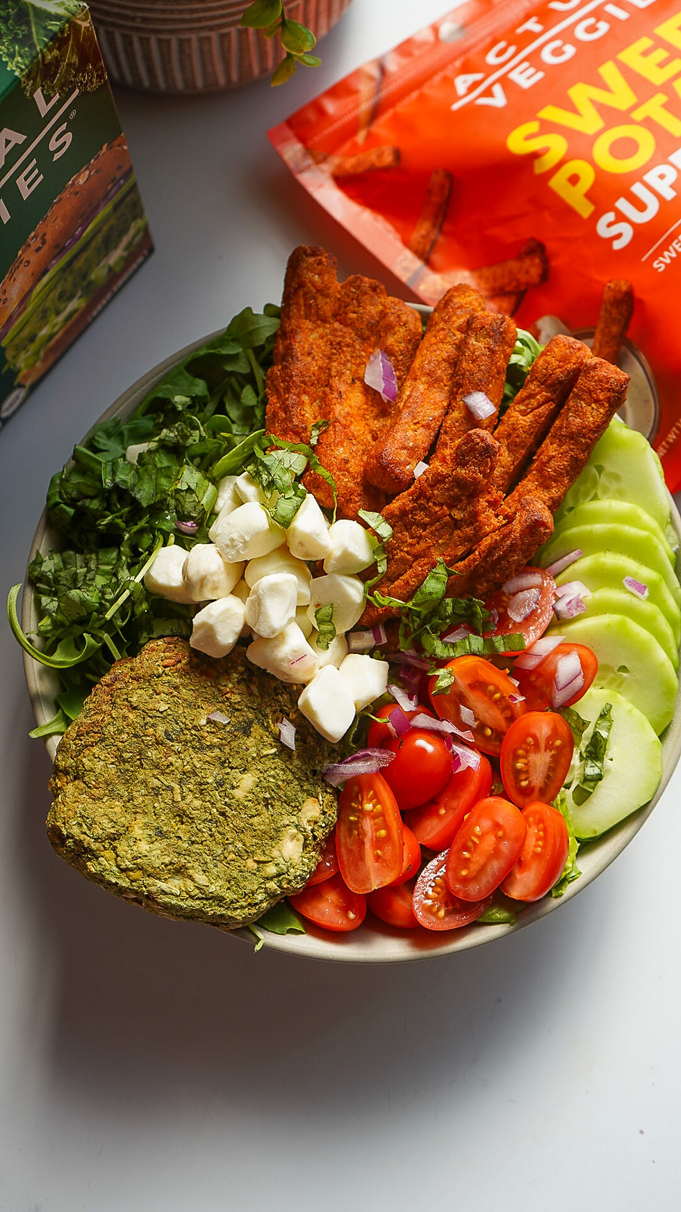 Caprese Veggie Burger Salad Bowl