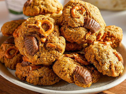 Peanut Butter Pretzel Pumpkin Protein Cookies