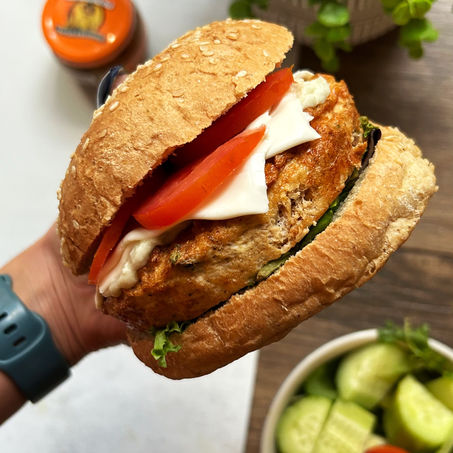 Cheesy & Spicy Habanero Tilapia Burger
