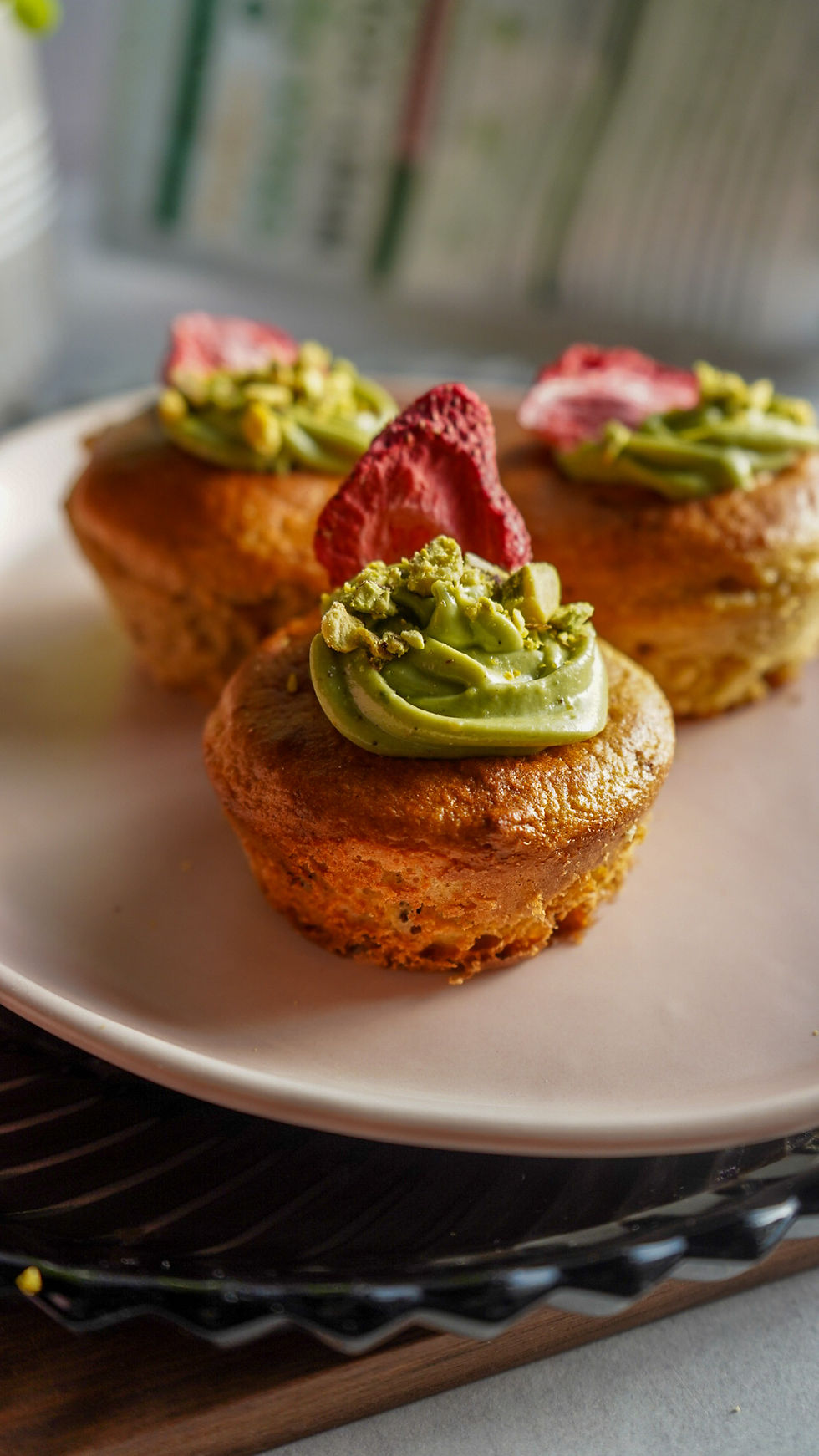 Strawberry Pistachio Protein Muffins