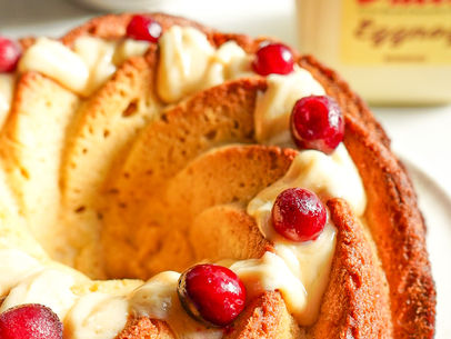 White Chocolate Cranberry Eggnog Cake