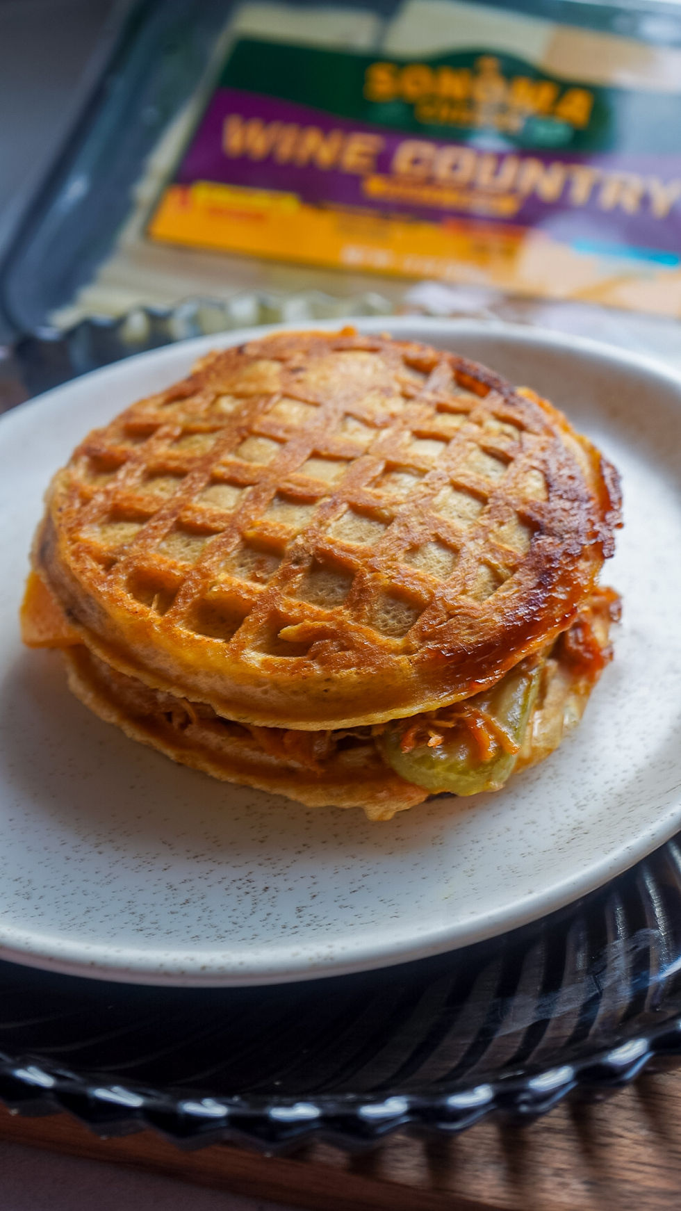 Pulled Pork Grilled Waffle Cheese