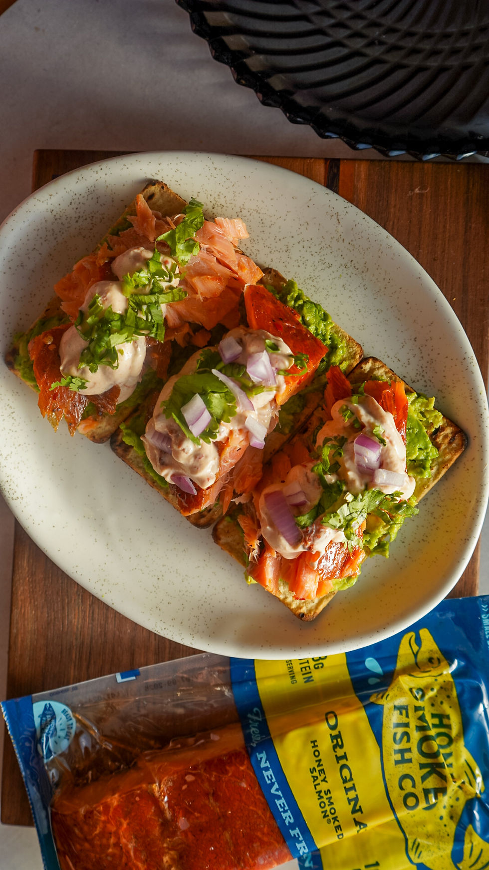 Salmon Avocado Tostadas with Cream Chipotle