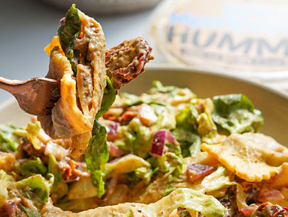 Sun-Dried Tomato Ravioli Hummus Salad