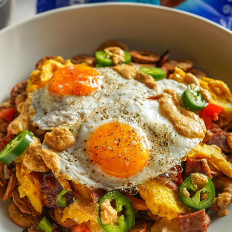 Breakfast Loaded Protein Nachos
