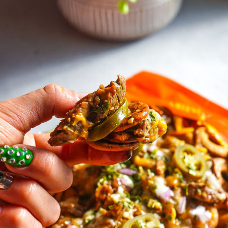 Loaded Pretzel Cheddar BBQ Nachos