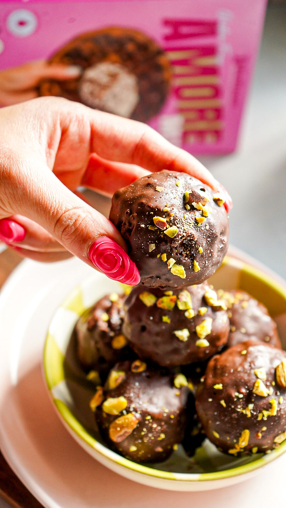 Protein Brownie Pistachio Truffles