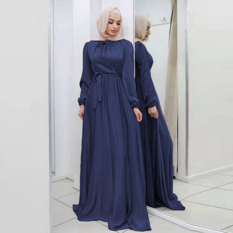 Thumbnail: IDS Abaya Women Muslim Dress 2022 Elegant Satin Dress Muslims Kaftan Dress