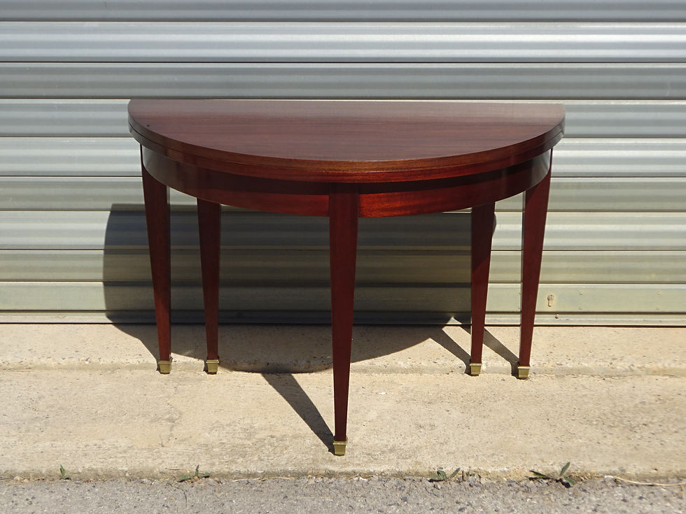 Miniature : Table console en demi-lune extensible en acajou style Empire