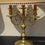 Miniature : Ancien candélabre en cuivre doré monté en lampe