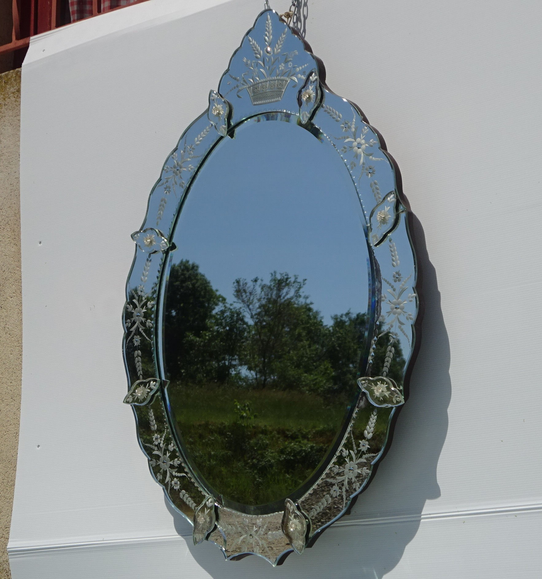 Miroir vénitien, encadrement en verre