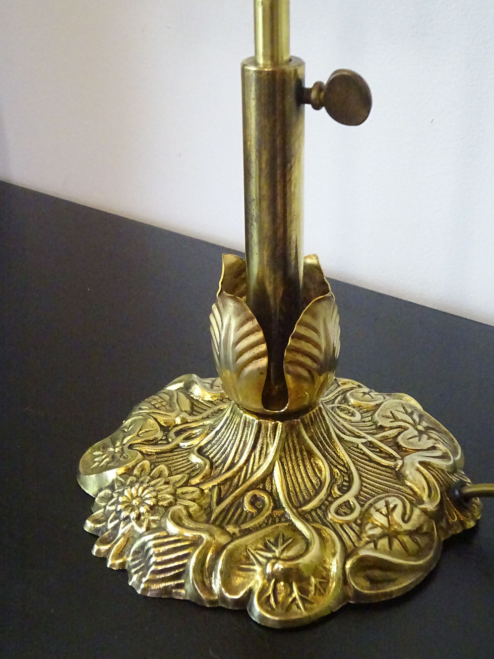 Miniature : lampe de bureau à col de cygne, pied en bronze