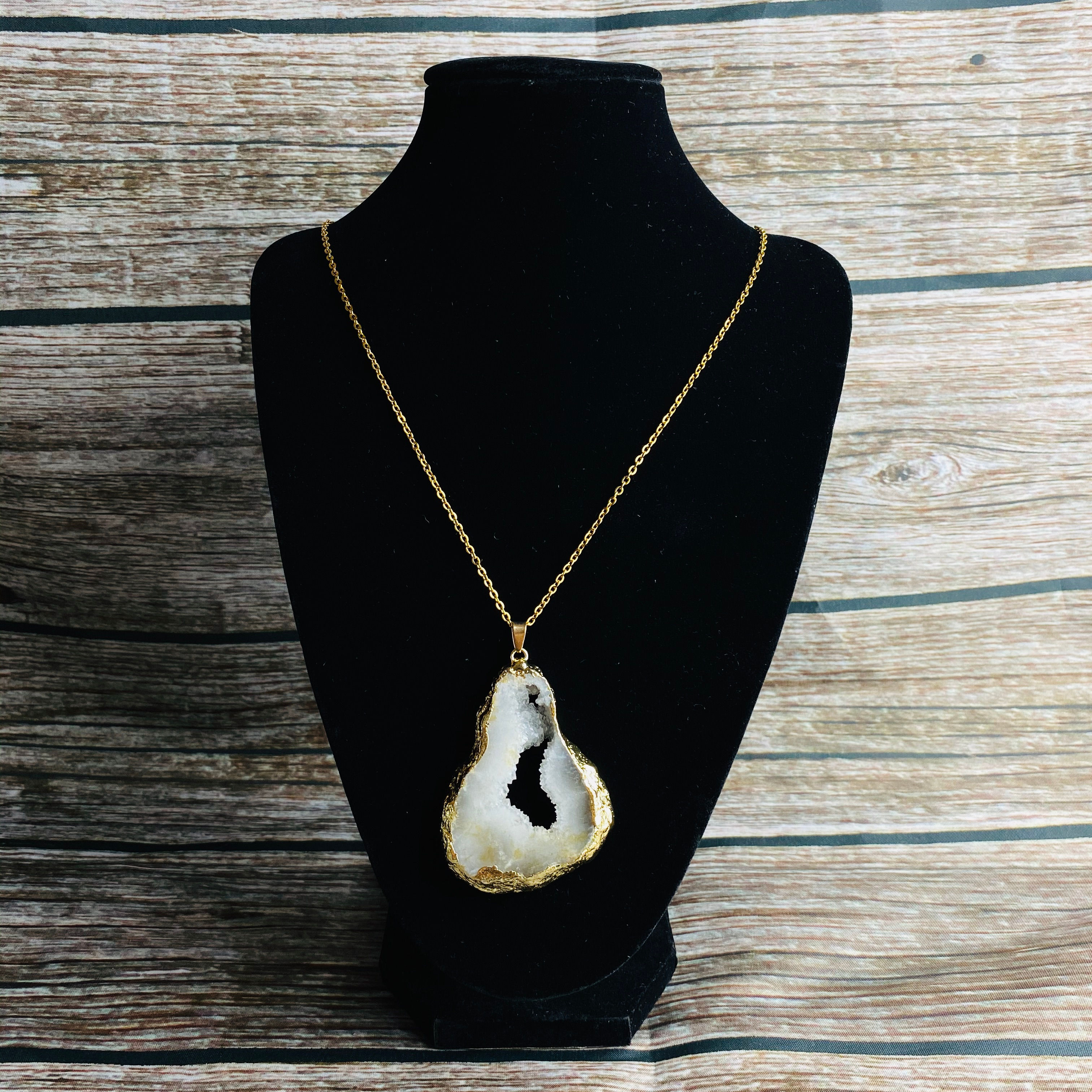 Irregular Raw Quartz Druzy Pendant - White
