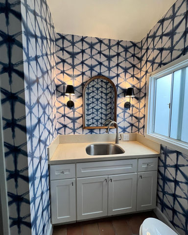 Powder room Watercolor style wallpaper