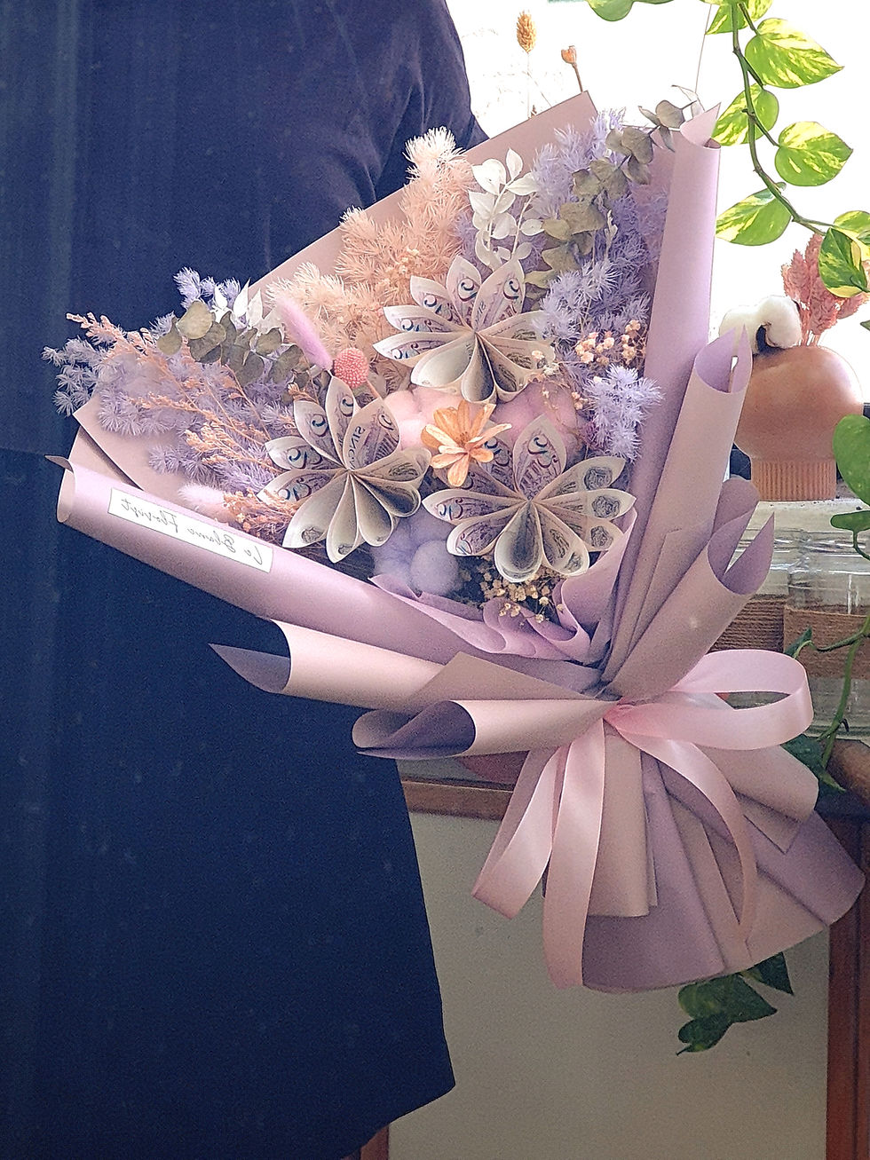 Thumbnail: Pastel Purple Money Flower Bouquet (Cash Not Included)