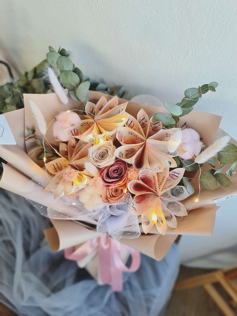 Thumbnail: Beige NudePink Money Flower Bouquet (Cash Not Included)