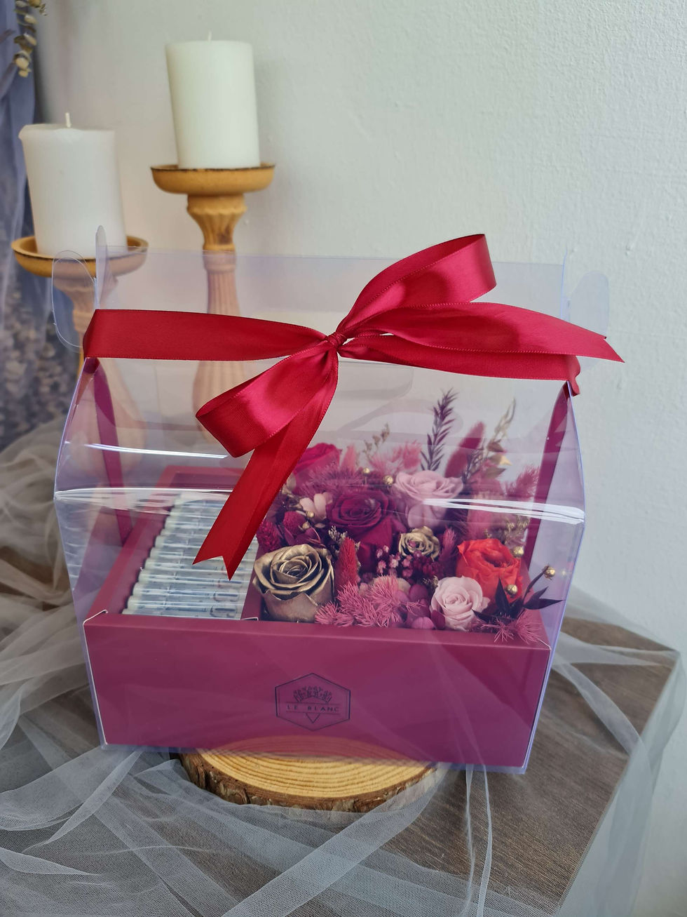 Thumbnail: Preserved Money Flower Box - Red Gold (L size, Cash not Included)