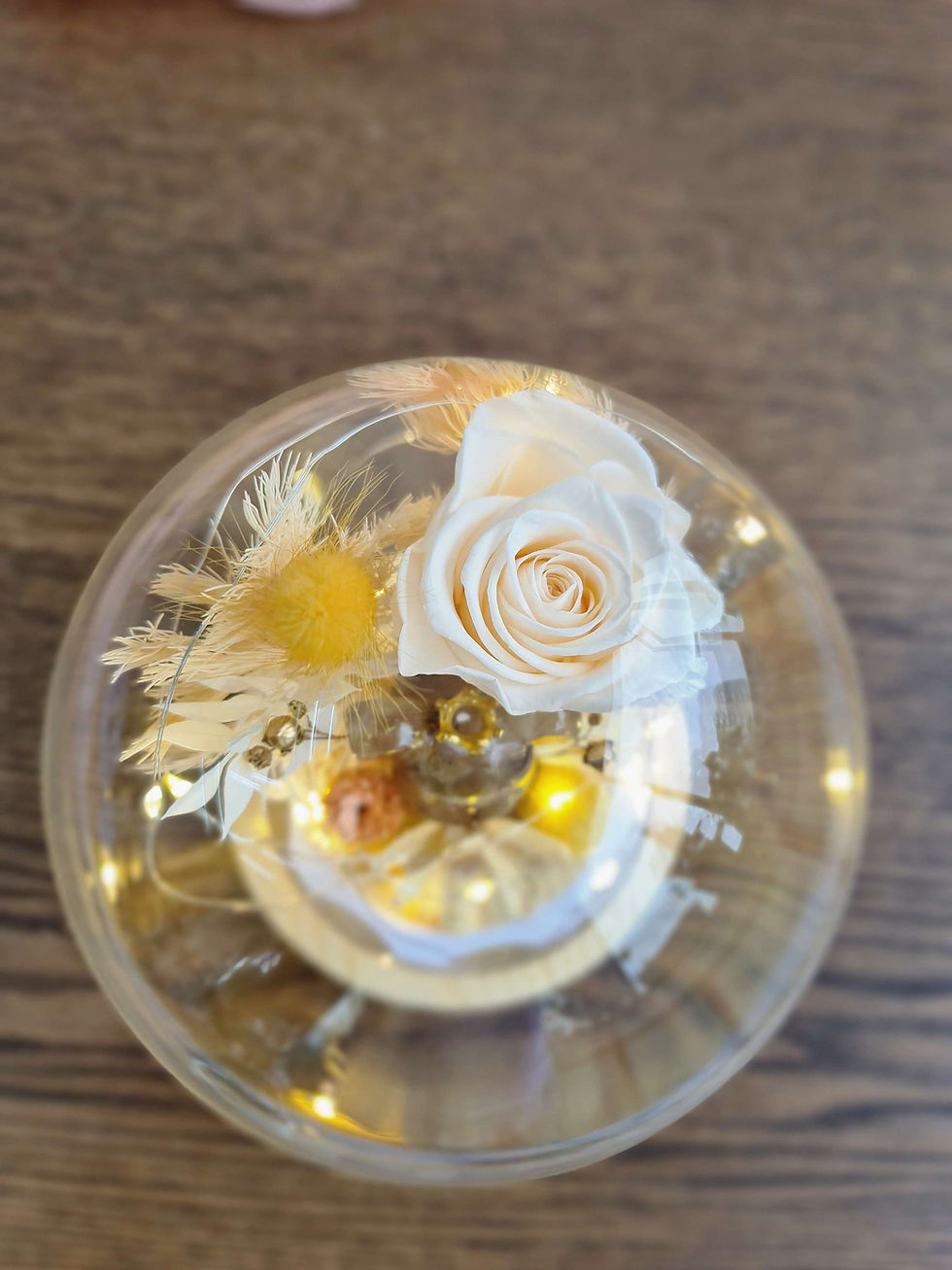 縮圖：Crystal Resin Bear Round Dome (Rose)