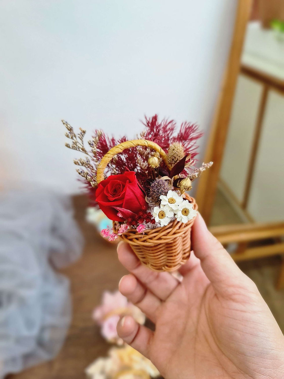 縮圖：Miniature Flower Basket Magnet