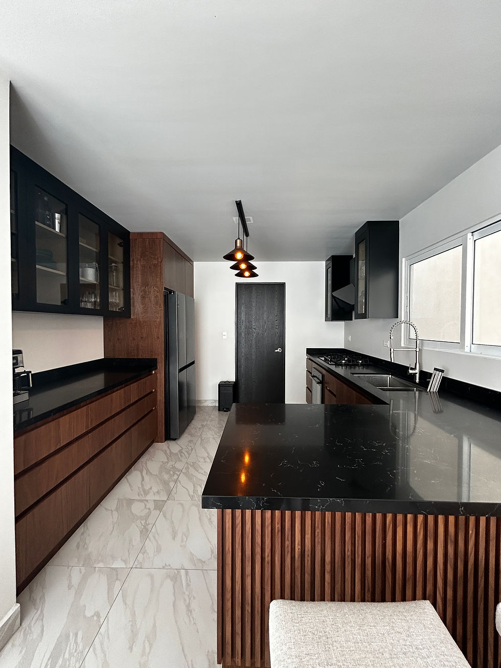 Miniatura: Cocina Moderna de Nogal (27.5 pies, 8.40 metros)