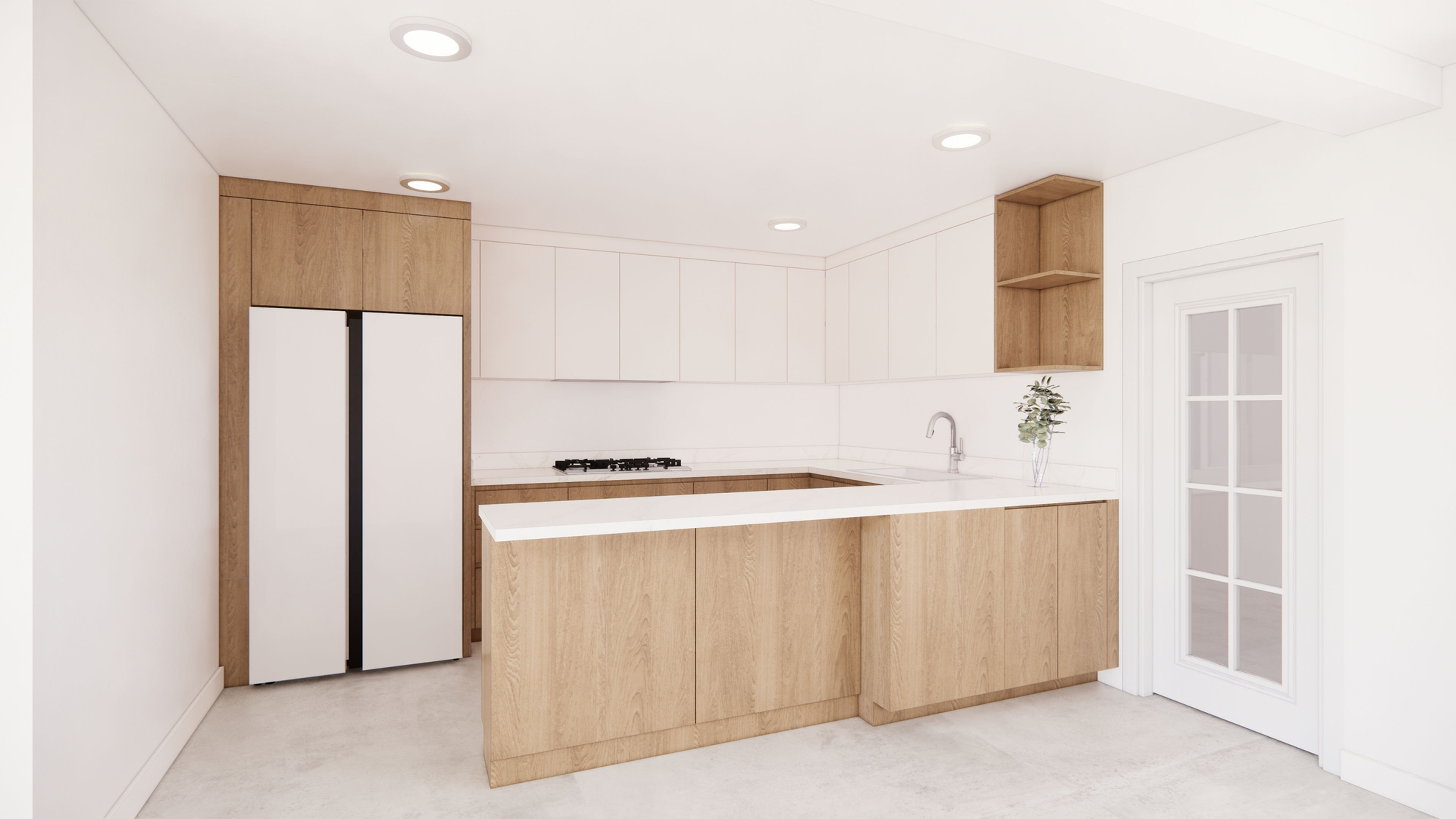 Cocina Moderna en L con barra (24 pies, 7.31 metros)