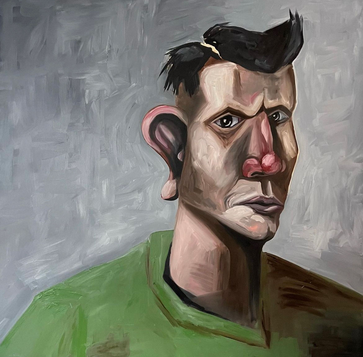 Portrait of man with red nose