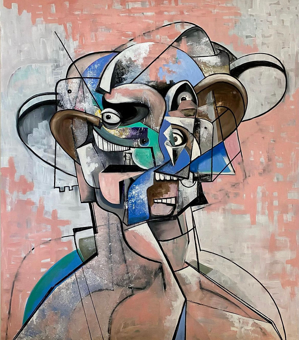 Crazy Head - Peach, White, Blue