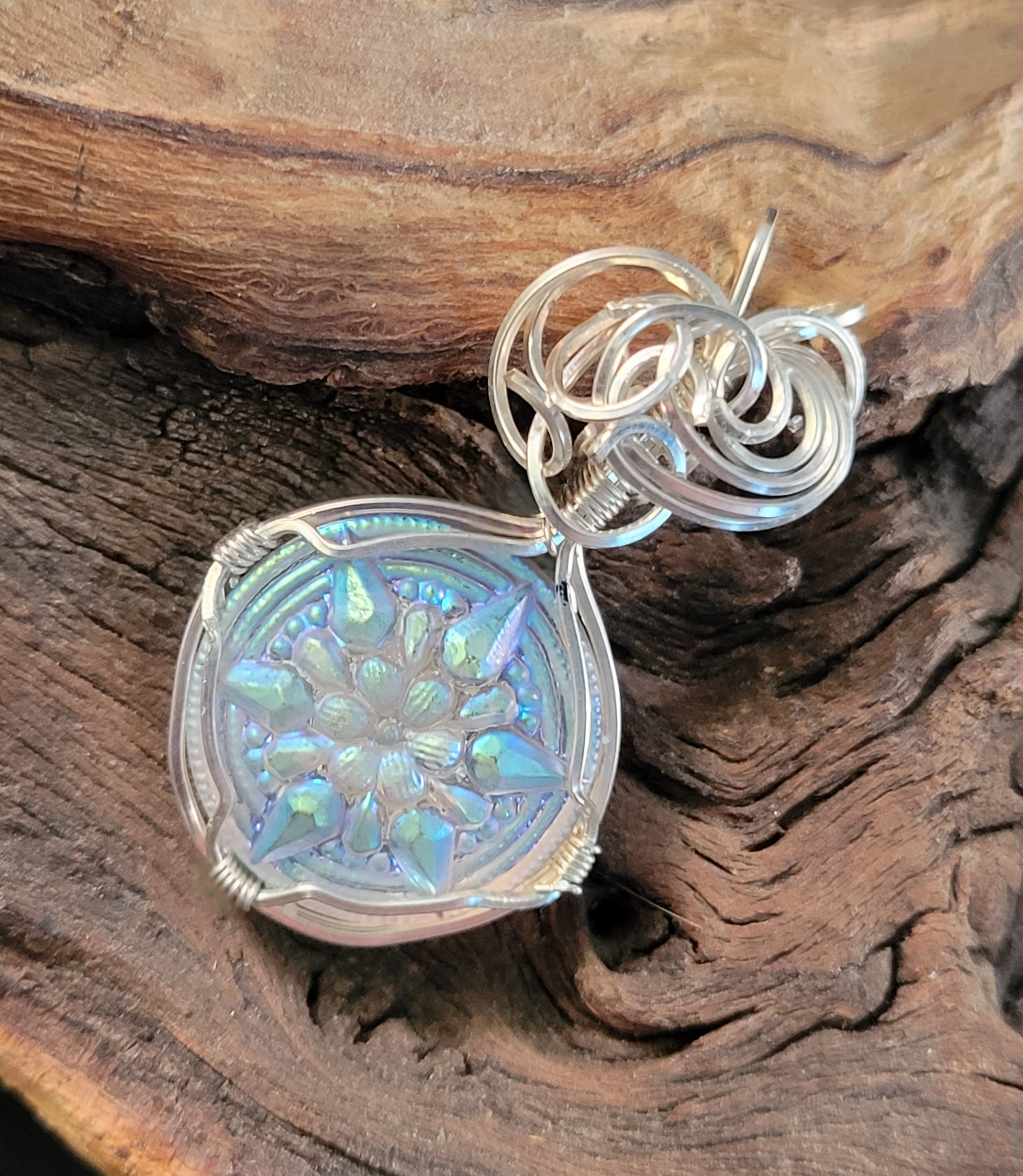 Czech Glass Button Snowflake