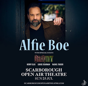 Flyer for Alfie Boe playing at Scarborough Open Air Theatre on 25th July 2027