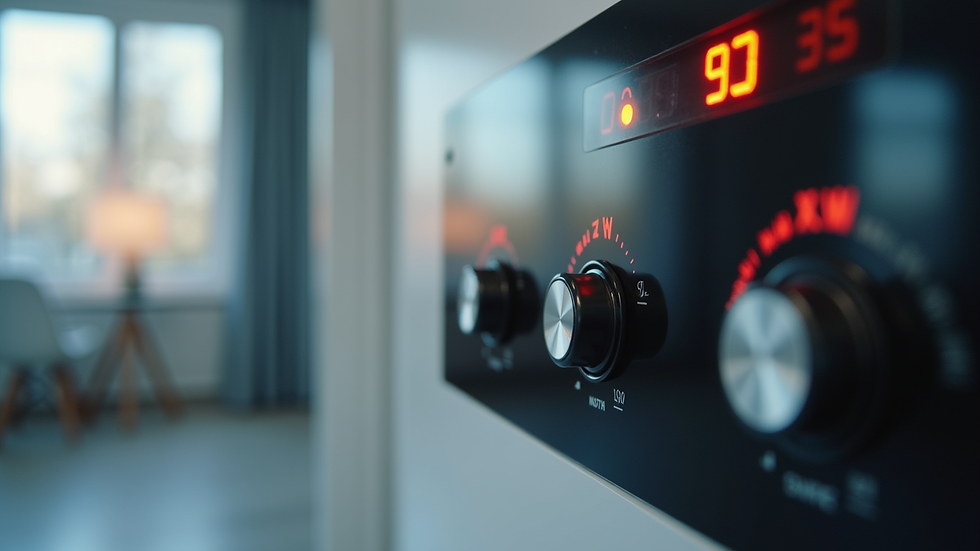 Close-up view of a heating system control panel with temperature settings