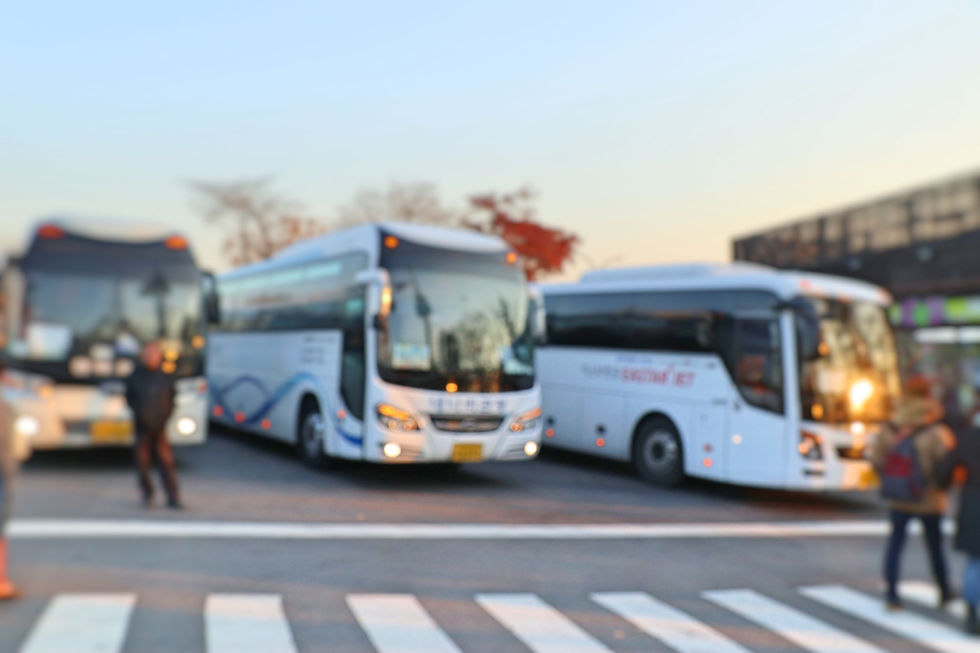 Coaches waiting for tour guests in Seoul, South Korea