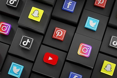 popular social media icons on black cubes