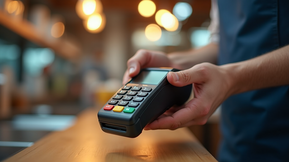 Close-up view of a contactless payment terminal